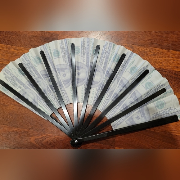 Large Money Print Hand Fan - Picture 5 of 5